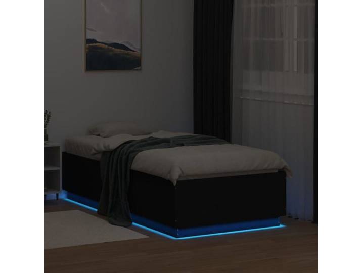 MGH@ Cadre de lit - Contemporain - Lit dormir - avec LED - sans matelas noir 90x190 cm fr4219