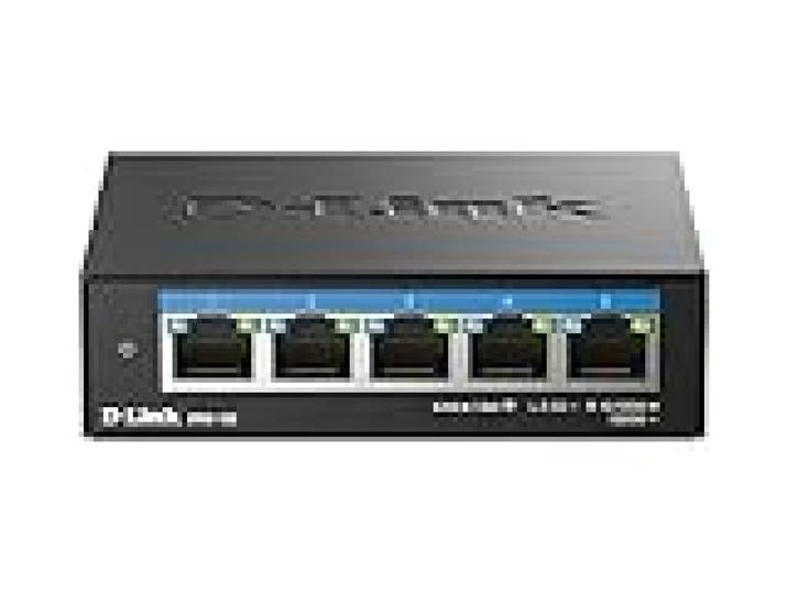 D-Link DMS-105 Commutateur (Switch) Non administrable Multi-gigabit avec 5 Ports 2,5 G, sans Ventilateur, Profil Bas, Compact, boîtier en métal, QoS, Plug and Play