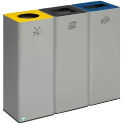 Mülltrennsystem VAR WSG Quadro 79 3er Set 70 L verzinktes Stahlblech, mit Klemmring für Müllsäcke