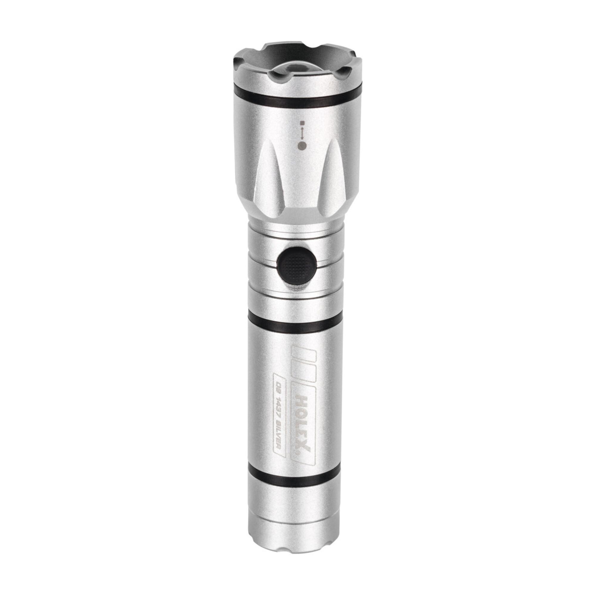 HOLEX LED-Taschenlampe mit Batterien, silber (081437 SILVER)