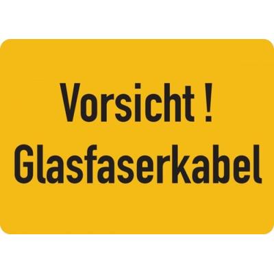 Warnschild, Vorsicht! Glasfaserkabel, Folie - 52x37 mm Folie selbstklebend