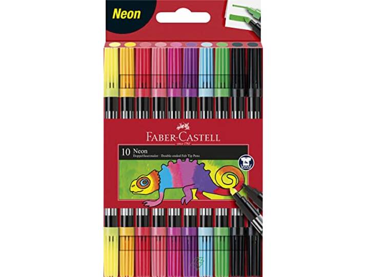 FABER-CASTELL - Viltstiftset Neon, 10 viltstiften met dubbele punt