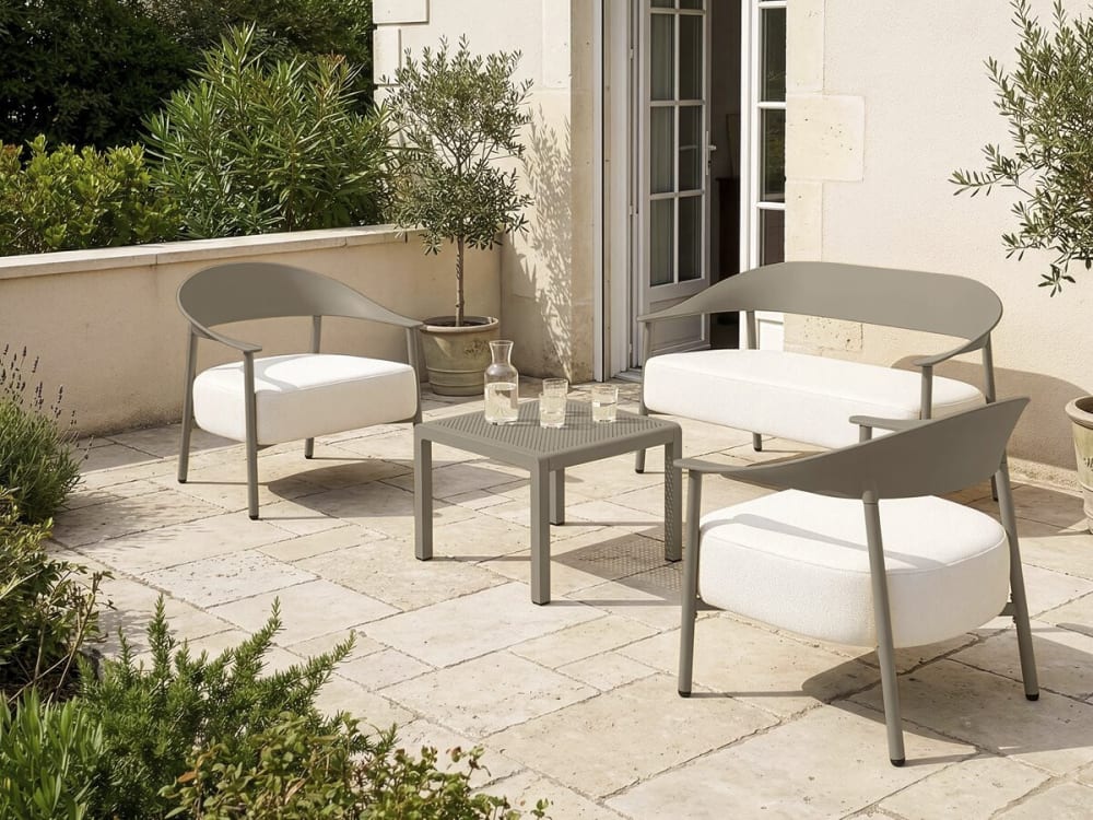 Habitat & Jardin Salon de jardin 4 places en acier taupe Taupe 120x75x75cm