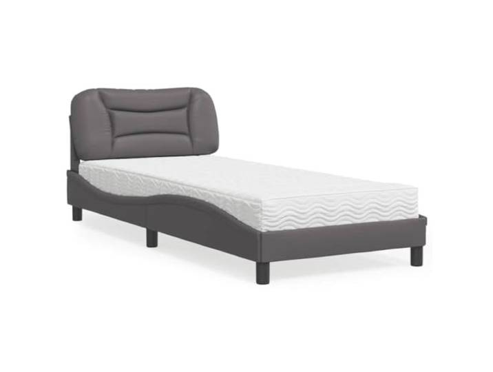Massivholz Kiefer gepolstertes Kopfteil modern minimalistisch Bettgestell Bettgestell mit gepolstertem Kopfteil Massivholz Kiefer Schwarz 90x190 cm Lattenrost Ohne Boxspring