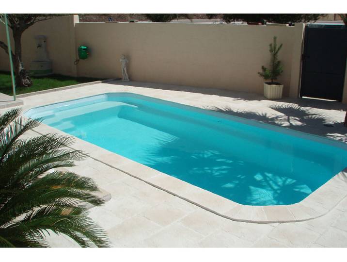 Lot de 41 Margelles de piscine Domus droites - 60 x 3 x 33 cm + 4 margelles angle rentrant 38 x 3 x 38 cm - Ton pierre