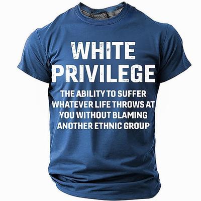 Herren Grafik T-Shirt 'Weißes Privileg' Neu definiert Aussage Kurzarm Oberteil