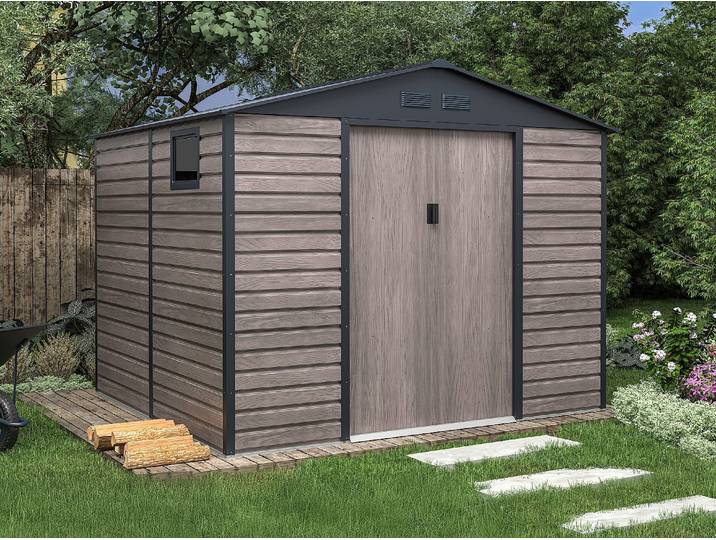 Gartenhaus Gerätehaus - 7,17 m² - Stahl - Holz-Optik - Grau - ADELMO