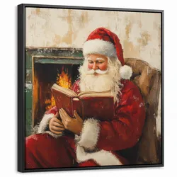 LEINWAND Bilder mit Rahmen - Weihnachten - Weihnachtsmann - Winter - Open Fireside - 50x50