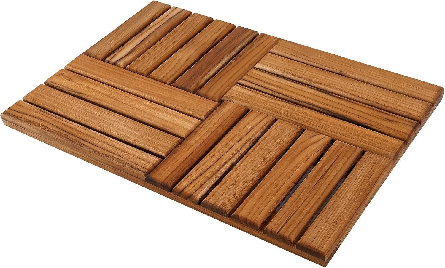 Antislip houten teakhouten badmat voor in de badkamer