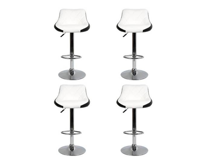 4 x TABOUTRET DE BAR Dossier en sergé Chaise de Bar BLANCHE et Noire Pied en Métal Pivotantes et réglables