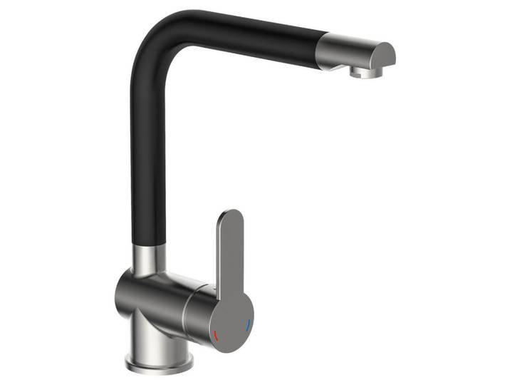 Schütte Küchenarmatur Rio, Schwarz, Edelstahlfarben, Metall, 5.7x30x26.5 cm, flexible Anschlussschläuche, Keramikkartusche, schwenkbarer Auslauf 360°, Küchen, Küchenausstattung, Küchenarmaturen