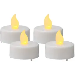 LED Teelichter flackernde Flamme inkl. Batterien flammenlos weiß D: 4cm 4er Set