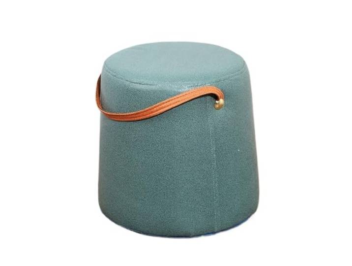 DANNMPX Sitzhocker Wohnzimmer Moderner Zylindrischer Fußhocker Mit Griff, Fußstütze Aus Kunstleder Zusätzliche Sitzplätze(Grün)