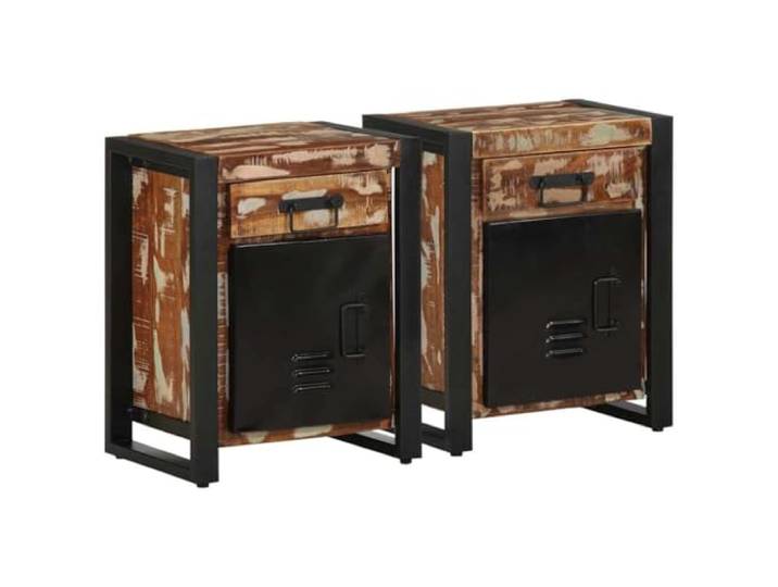 Heofavd Nachttisch 2er Set Mehrfarbig Massivholz Mangoholz 40x30x50cm