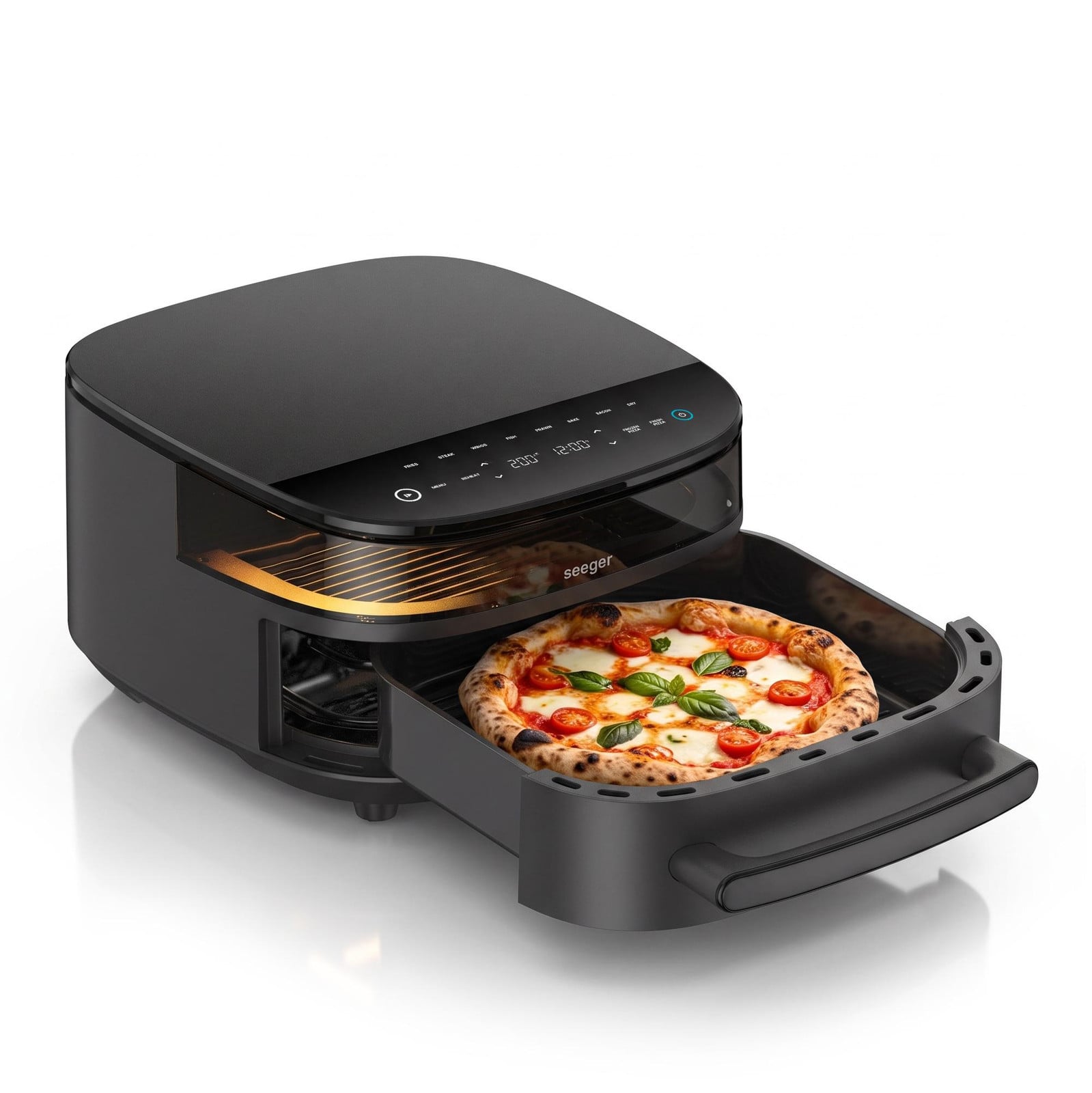 Seeger SpaceFry heteluchtfriteuse, 6 liter, Zwart, met touchscreen en digitale display