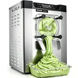 VEVOR kommerzielle Eismaschine Eiscrememaschine 16-20 L/H Eiscreme, 1400 W Harteiscreme-Maschine mit intelligentem LCD-Display & verschiedenen Geschmacksrichtungen, für Snackbar, Restaurant Silber