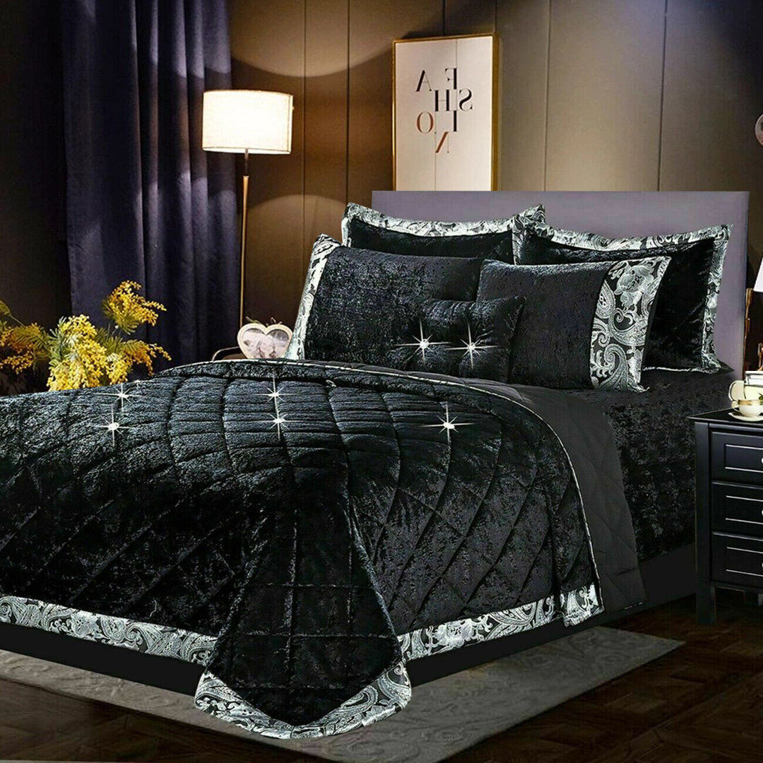 Canora Grey Stodghill Velvet Bedspread Black Daybed