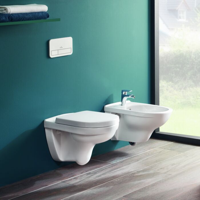 Villeroy und Boch Villeroy & Boch O.Novo WC Combi Pack 5660HRR1 weiss Ceramicplus, DirectFlush WC mit WC-Sitz
