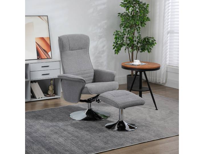 HOMCOM Fauteuil Relax Pivotant 360° Tissu Gris