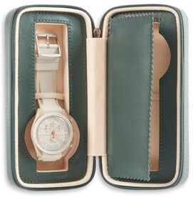 Bey Berk Davidson Leather Double Watch Travel Case in Hunter Green