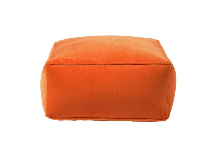 SITZPOUF orange mit Samt-Bezug, 60/60/27 cm