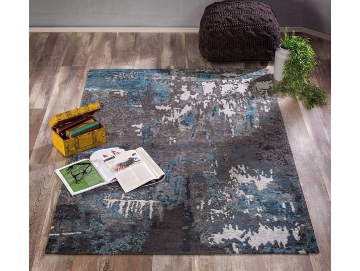 Möbel-Zeit Kinderteppich COOL Teppich, 135x200 cm leicht verwischte Musterungen blau-grau