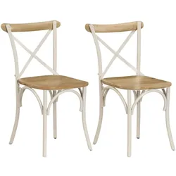 vidaXL, Stühle, Ellonen (massives Mangoholz (weisser Rahmen) (2 Stück)) (2x)