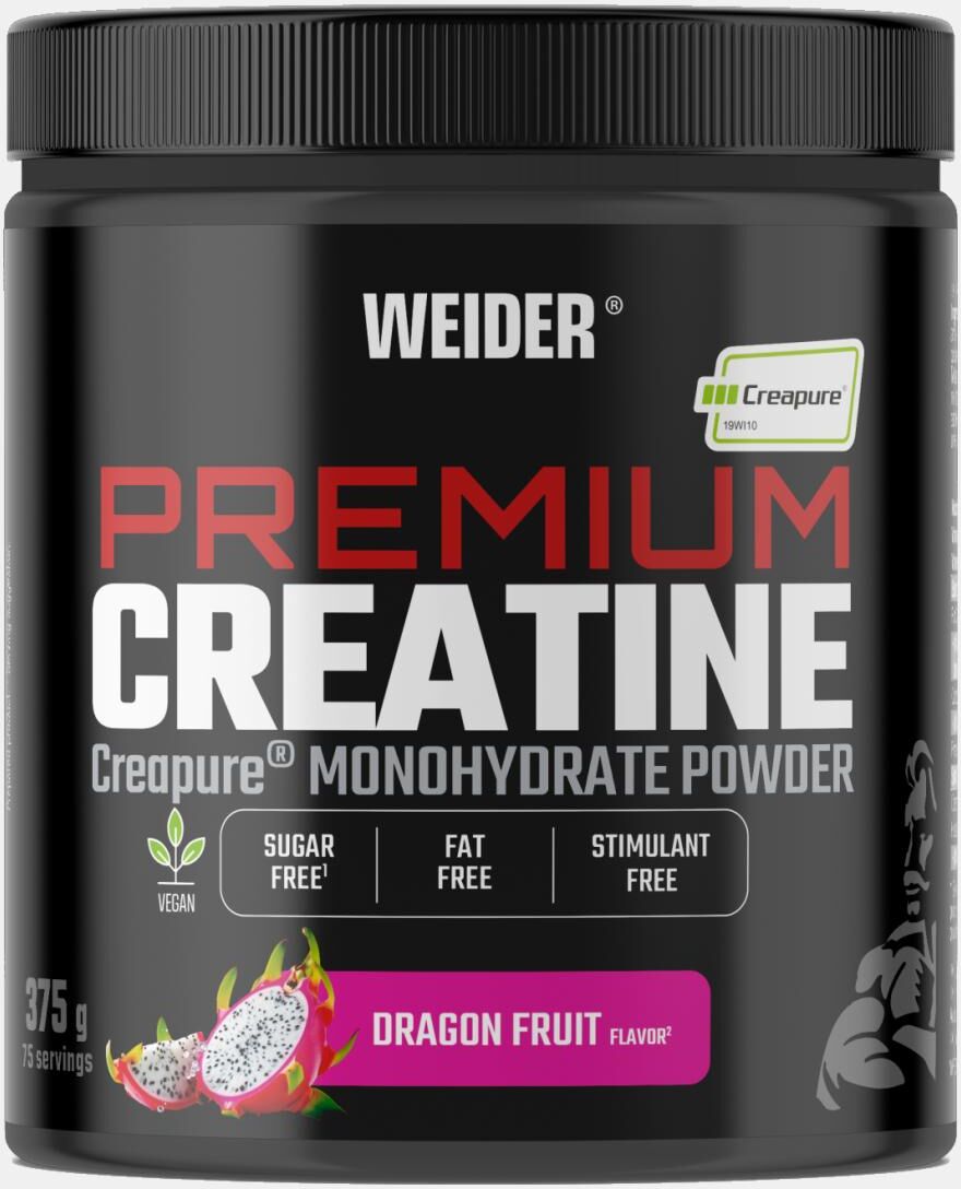 Weider Creatina monohidrato 100% Creapure, PREMIUM CREATINE 375G TROPICAL DRAGONFRUIT de . Rojo