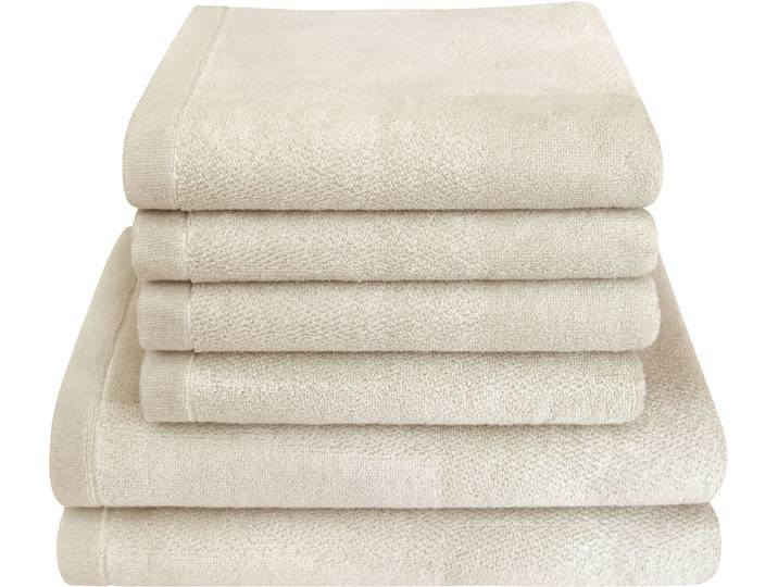 Handtuch Set DYCKHOFF Landscape , beige (sand), 6 Stk., Walkfrottier, Walkfrottier, Obermaterial: 100% Baumwolle, Handtuch-Sets, Handtuch Set, 4 Handtücher (50x100cm), 2 Duschtücher (70x140cm)