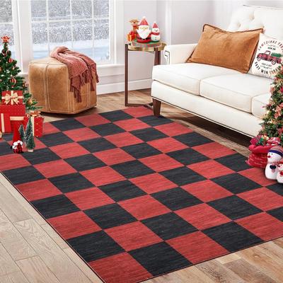 Garvee Machine Washable Christmas Checkerboard Area Rug