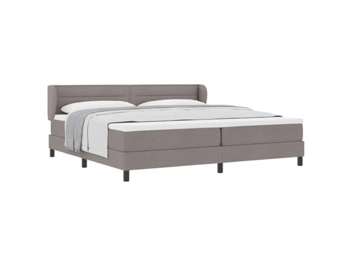 PUGYNBK Boxspringbett, 200 x 200 cm, mit Matratze Taupé Verstellbares Kopfteil, schwarze Beine, Rahmen aus Kiefernholz, robuste Struktur