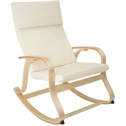 tectake Schaukelstuhl Roca aus Birkenholz 150kg  Beige