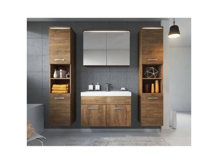 Meuble de salle de bain Paso XL 80x40 cm - Lefkas - Ensemble salle de bain + meuble miroir + meuble colonne