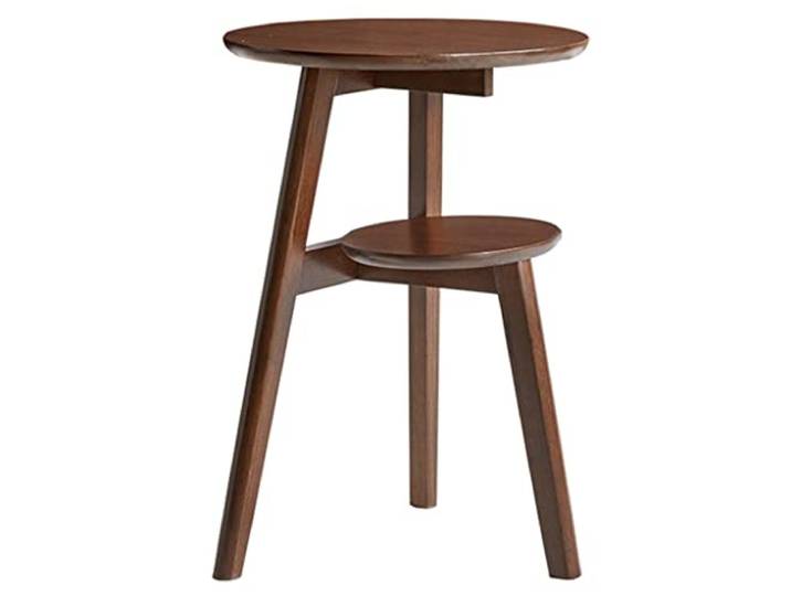 BDSDFSA Beistelltisch, 2-stufiger runder Beistelltisch, Nachttisch mit Ablagefach, Wohnzimmer(Brown)