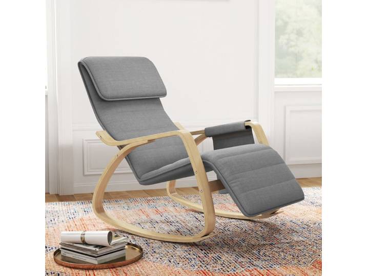 Fauteuil relax à bascule fauteuil allaitement avec repose-pieds réglable poche latérale et appui-tête gris