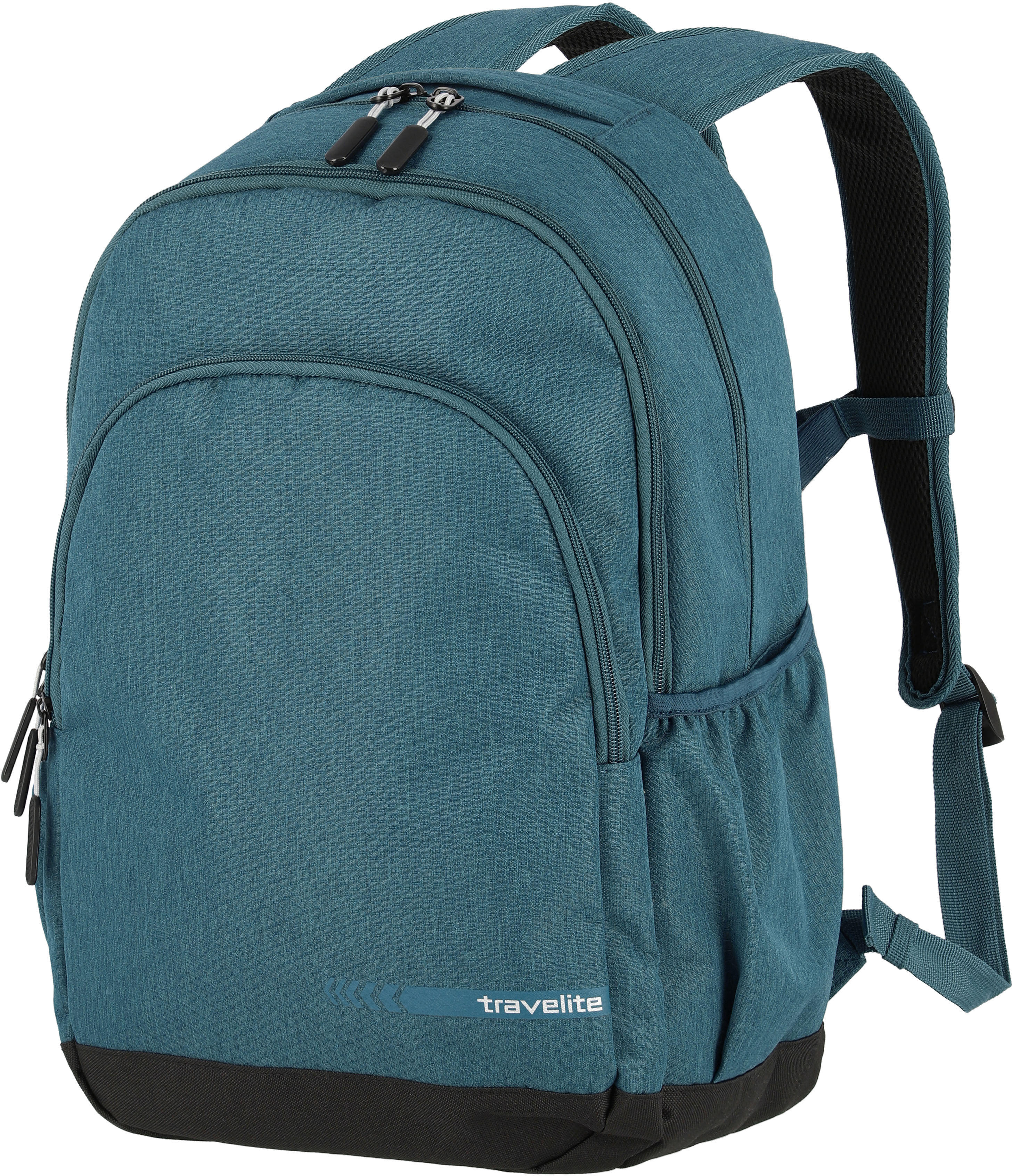Laptoprucksack TRAVELITE "KICK OFF Reiserucksack", Gr. B/H/T: 31cm x 45cm x 16cm, blau (petrol), Polyester, unifarben, Basic, Rucksäcke Laptoprucksack, ideal als Freizeit-, Arbeits-, Schul- und Reiserucksack petrol B/H/T: 31cm x 45cm x 16cm