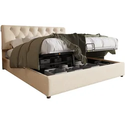 Polsterbett 160x200 cm mit hydraulischem Bettkasten und verstellbarem Kopfteil – modernes Design und hoher Komfort Natürlich