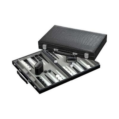 Backgammon grau, medium, Kunstleder