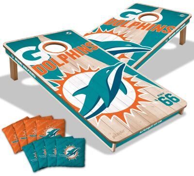 Skip's Garage Miami Dolphins NFL 2x4 Cornhole Board Set