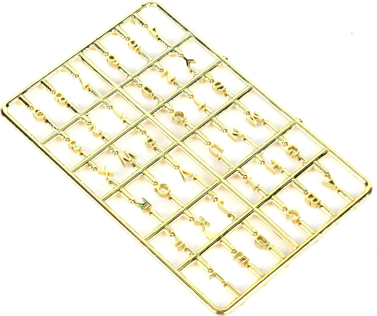 Gistuch Poppenhuis letters en cijfers set 1/12 met miniatuur deur, meubels en accessoires, goud