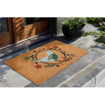 Fußmatte KAYOOM "Familiy 325", braun (hellbraun), B:45cm H:18mm L:75cm, Kokos, Teppiche, Fußmatte, Türmatte, Eingang, Kokos, Vogel