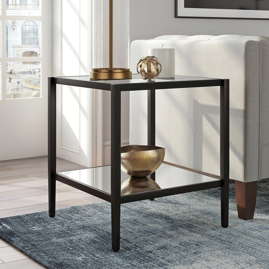 Hudson&Canal Hera Four Leg Square Side Table Black 55.9cm H X 50.8cm W X 50.8cm D