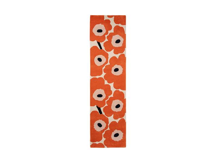 Handgetufteter Designer Läufer „Unikko Orange“ aus 100% Wolle, verschiedene Grössen MARIMEKKO