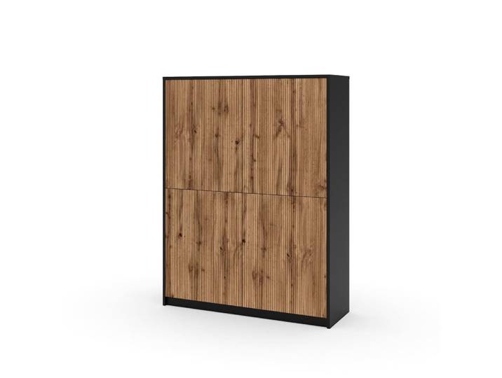 Buffet haut en mélamine et MDF noir/chêne
