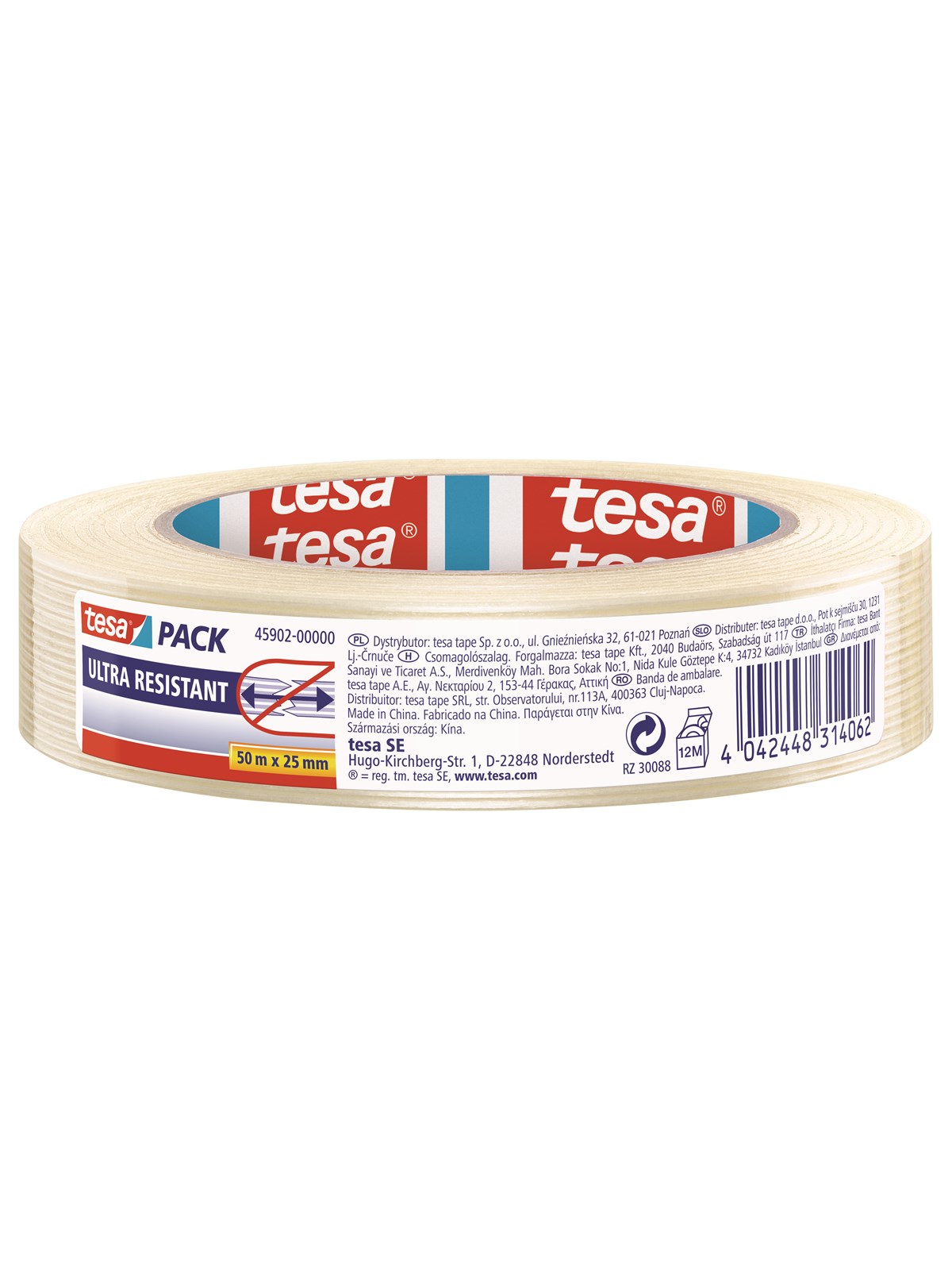 tesa pack Ultra Resistant transparentes Verpackungsband, 50 m x 25 mm, 1 Rolle