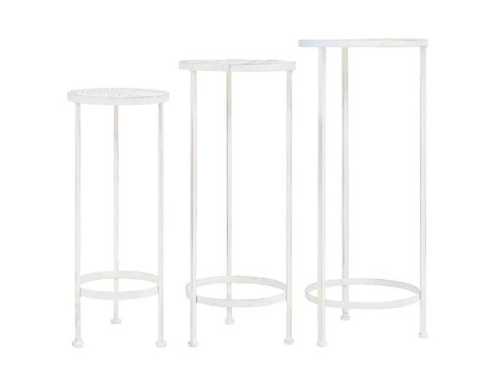 Support de plantes 3 pcs Style vintage Métal Blanc antique 245937