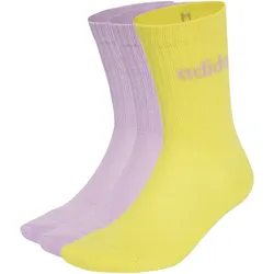 3er Pack adidas Linear Crew Cushioned Socken KX1276 - powder plum/pure lemon/powder plum 28-30