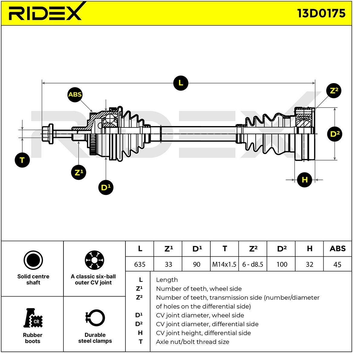 RIDEX 13D0175 Drive shaft