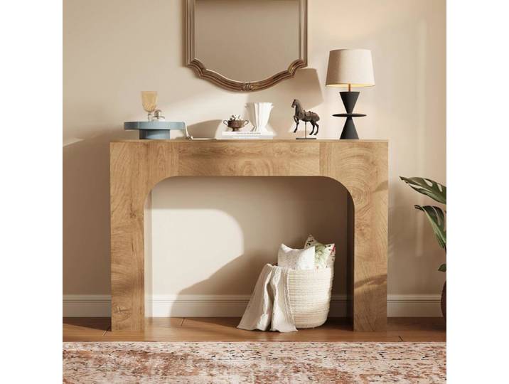 Table console en bois de 120 cm de long table de couloir-Table d'entrée étroite pour salon couloir entrée 120 x 30 x 84 cm