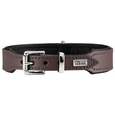 Hunter - Halsband Basic - Hundehalsband Gr Halsumfang 51-58 cm braun/schwarz